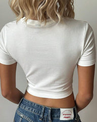 Cherry Graphic Baby Tee – White Crop Top (M–XXL)