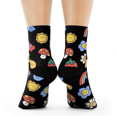 Happy Vibes Socks – Colorful Flowers, Suns, and Smiles All Over