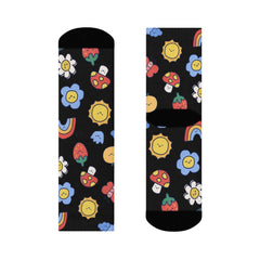 Happy Vibes Socks – Colorful Flowers, Suns, and Smiles All Over