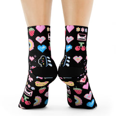 Pixel Love Socks – Retro Gamer Style with a Sweet Twist