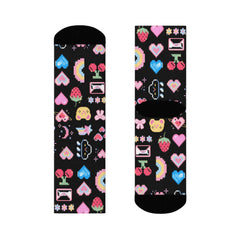 Pixel Love Socks – Retro Gamer Style with a Sweet Twist