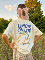 Limoncello Graphic T-Shirt – Lemon Print Oversized Tee with “La Dolce Vita” Text