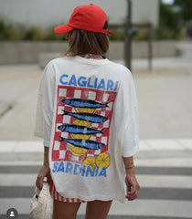 Cagliari Sardinia Graphic T-Shirt – Vintage Fish Print Oversized Tee