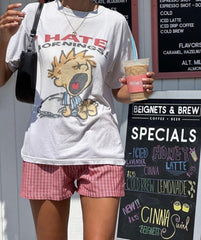 I Hate Mornings Cartoon T-Shirt – Funny Oversized Lazy Mood Tee