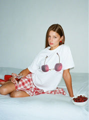 Cherry Bra Graphic T-Shirt – Quirky Bold Fruit Print Tee for Summer