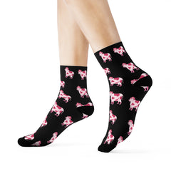 All-Over Pink Cow Socks – Cute Hearts, Bows & Booted Moo-d