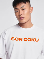 Oversized Son Goku Anime Graphic Tee – White | Dragon Ball Inspired Streetwear