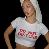 Do Not Disturb” Black Baby Tee Crop Top by Zyra Drip