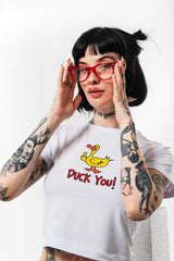 Duck You Baby Tee – Graphic Y2K Crop Top