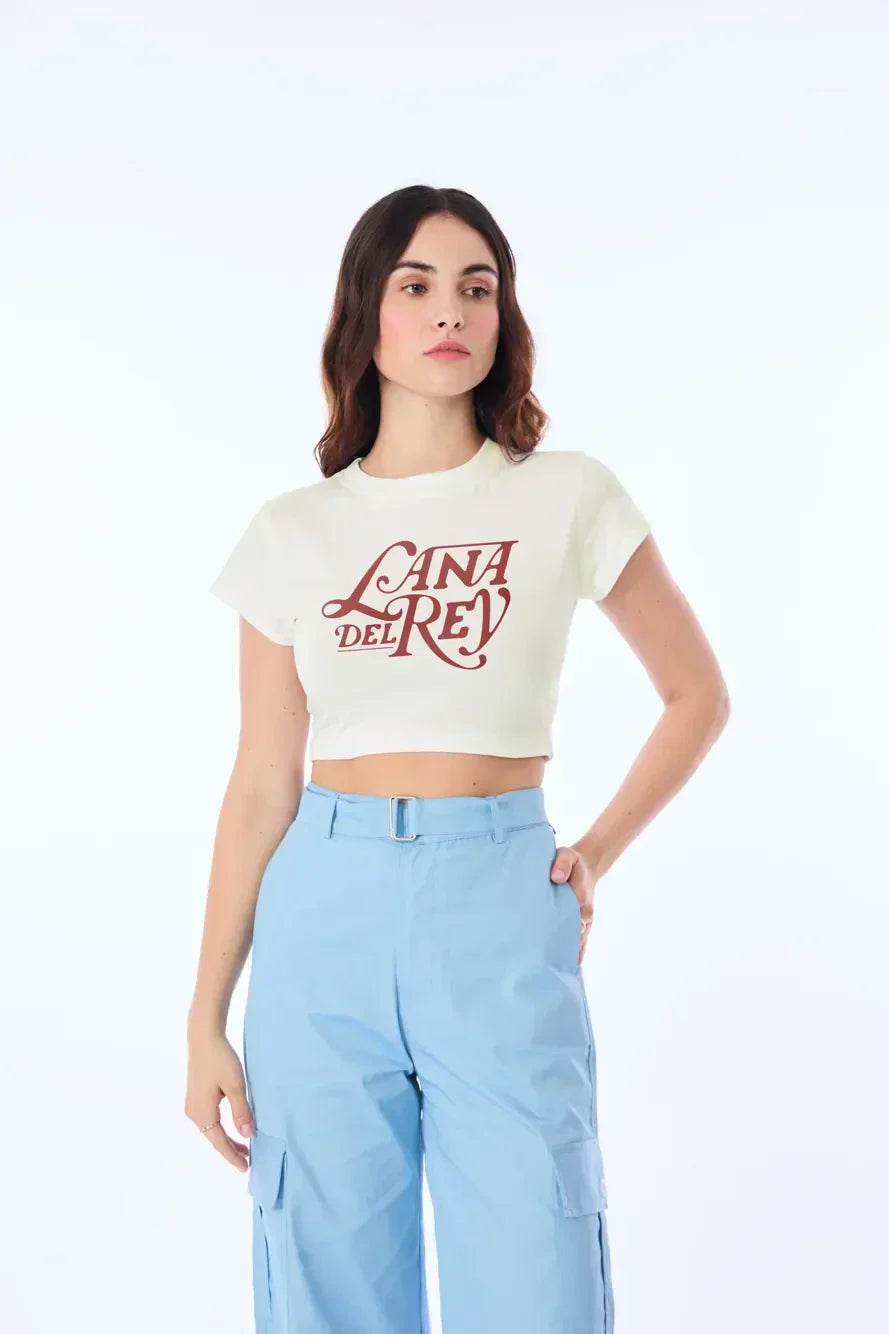 Lana Del Rey Inspired Off White Baby Tee | Crop Top