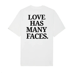 Love Has Many Faces | White Oversized Drop Shoulder Tee for Men