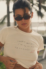 Sorry Mama Baby Tee – White Aesthetic Crop Top