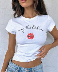 In My That Bitch Era White Crop Top