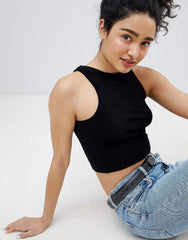 Black Cotton Tank Top