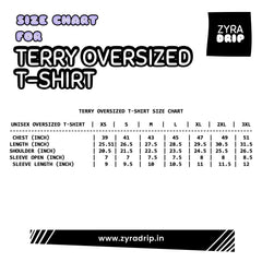 Size Chart for Terry Oversized T-shirt