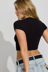 Lucky Cherry Baby Tee | Black Crop Top