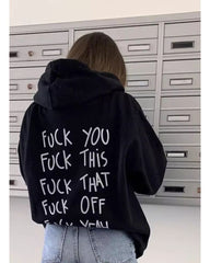 Black Hoodie with "F*ck You" Graphic