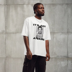 Men’s White Oversized Gaming Graphic T-Shirt – “It’s Just a Game”