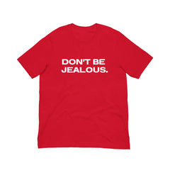 Women’s Oversized Red Graphic Tee – “Don’t Be Jealous” Statement T-Shirt