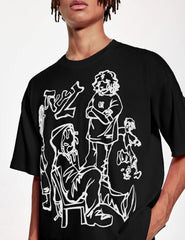 Black Oversized Streetwear Graphic T-Shirt for Men & Women
