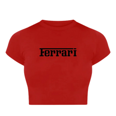 Bold Red Ferrari Baby Tee for Women | Crop Top