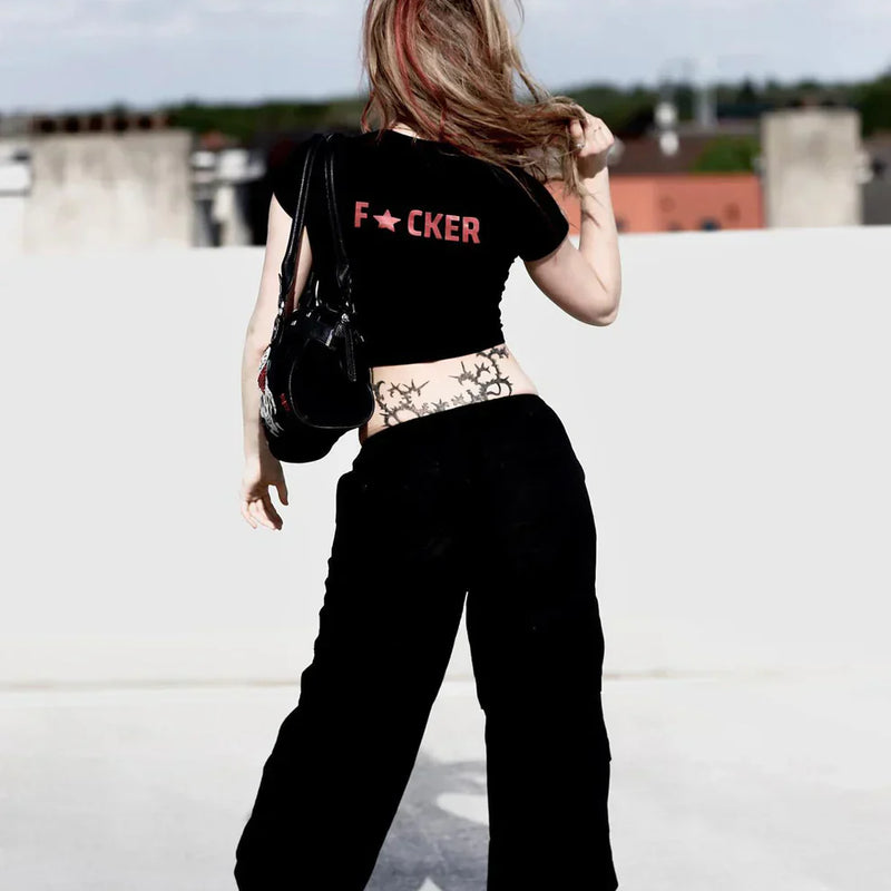 Bold Statement Baby Tee – Black Crop Top for Women