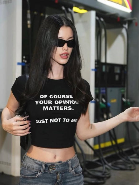 Your Opinion Matters Crop Top – Black Baby Tee for Women