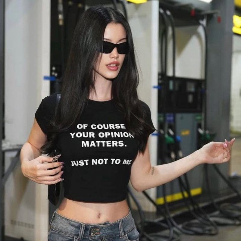 Your Opinion Matters Crop Top – Black Baby Tee for Women