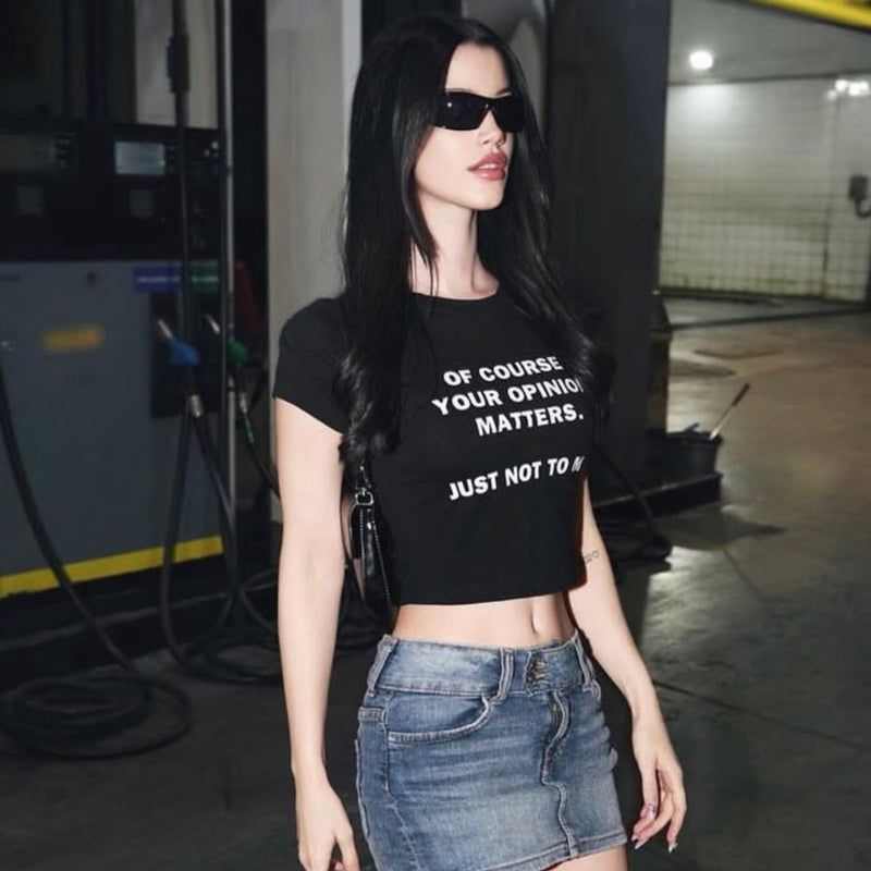 Your Opinion Matters Crop Top – Black Baby Tee for Women