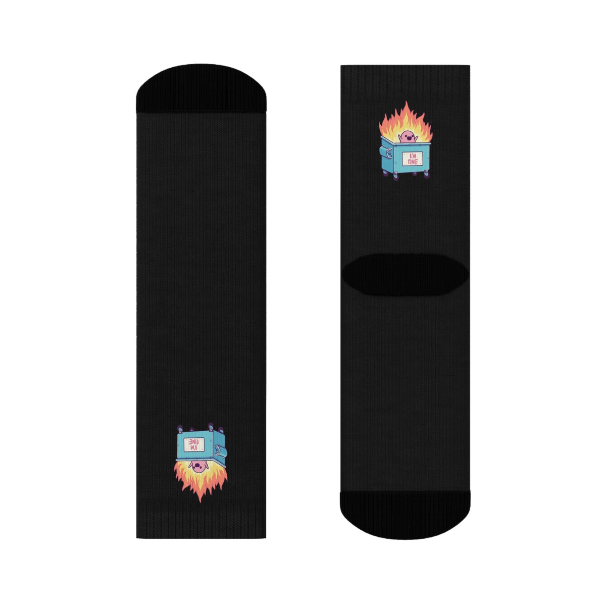 I’m Fine Fire Cartoon Socks – Funny & Relatable Statement Socks.