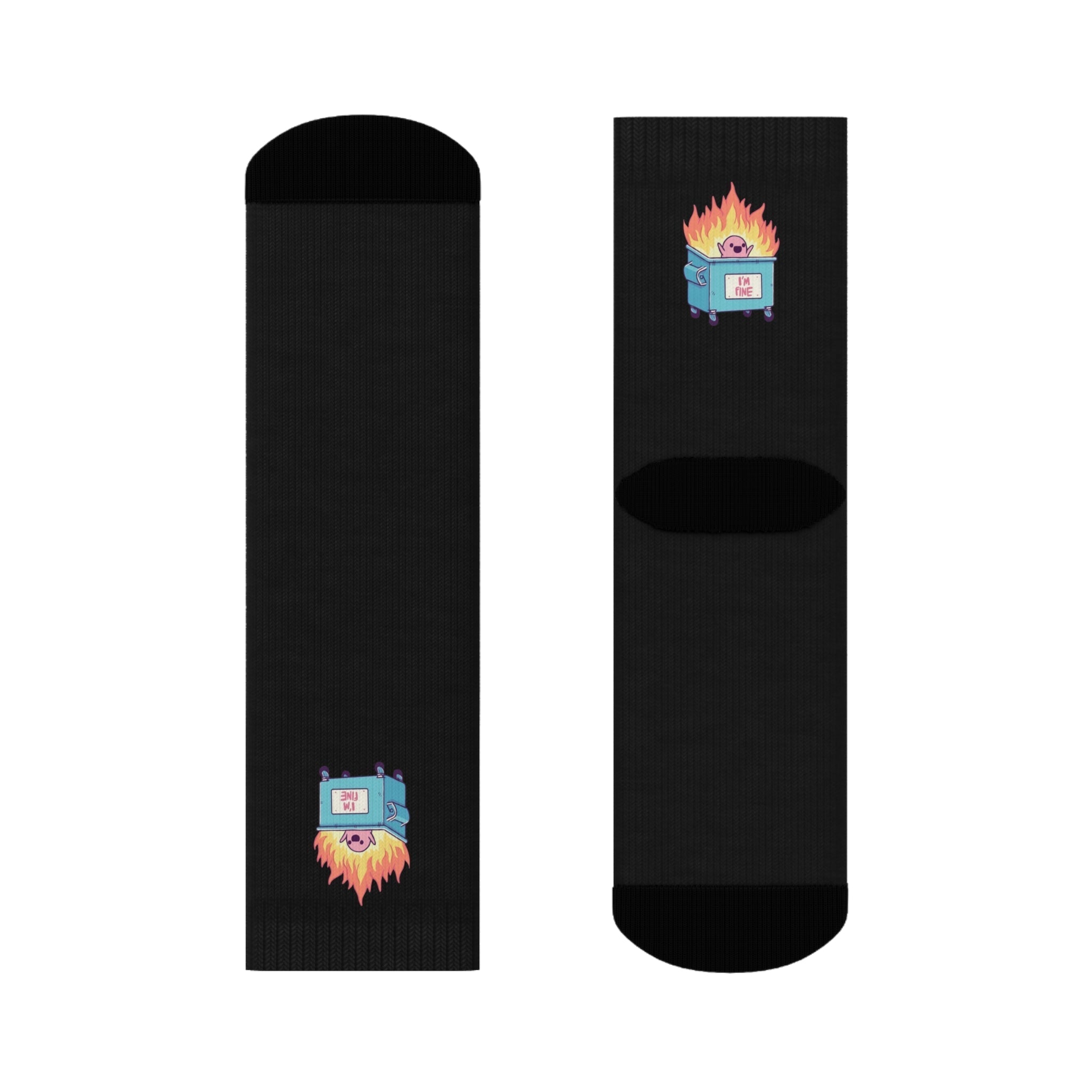 I’m Fine Fire Cartoon Socks – Funny & Relatable Statement Socks.