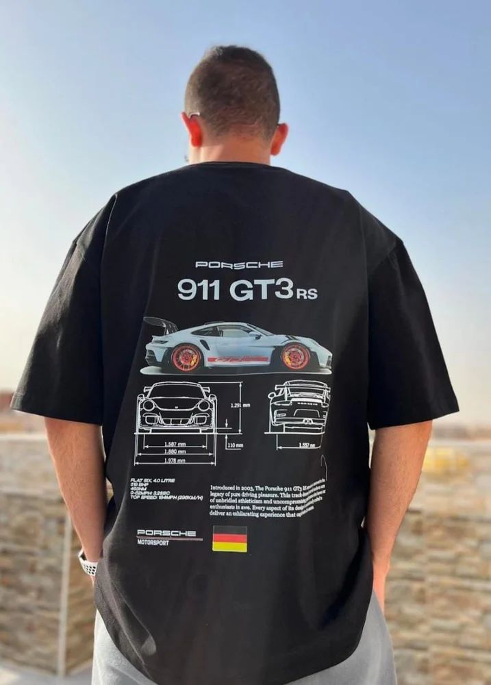 Porsche 911 GT3 RS Oversized Unisex T-Shirt – 180 GSM Premium Cotton | Car Graphic Tee