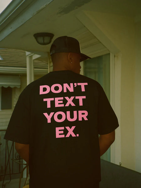 Men’s Black Oversized “Don’t Text Your Ex” Graphic T-Shirt
