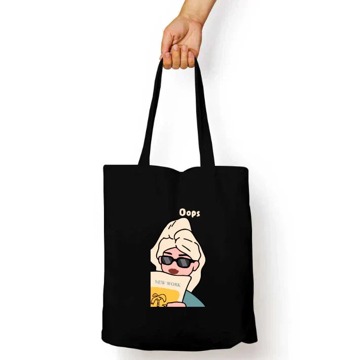 Oops Aesthetic Canvas Tote Bag with Zip