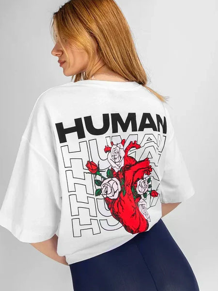 Human Heart White Oversized T-Shirt for Men & Women