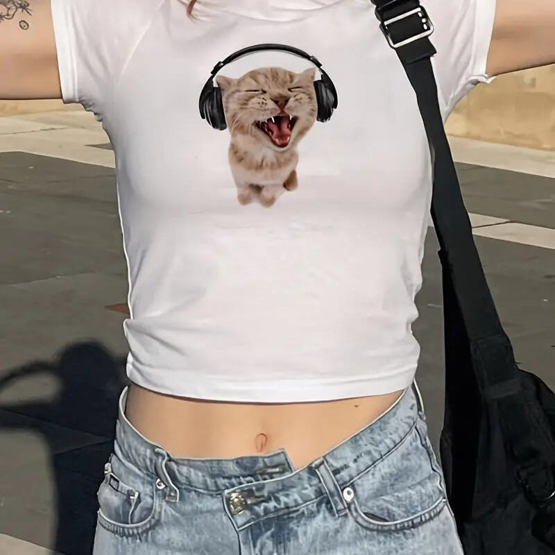 Cat International Baby Tee | Crop Top