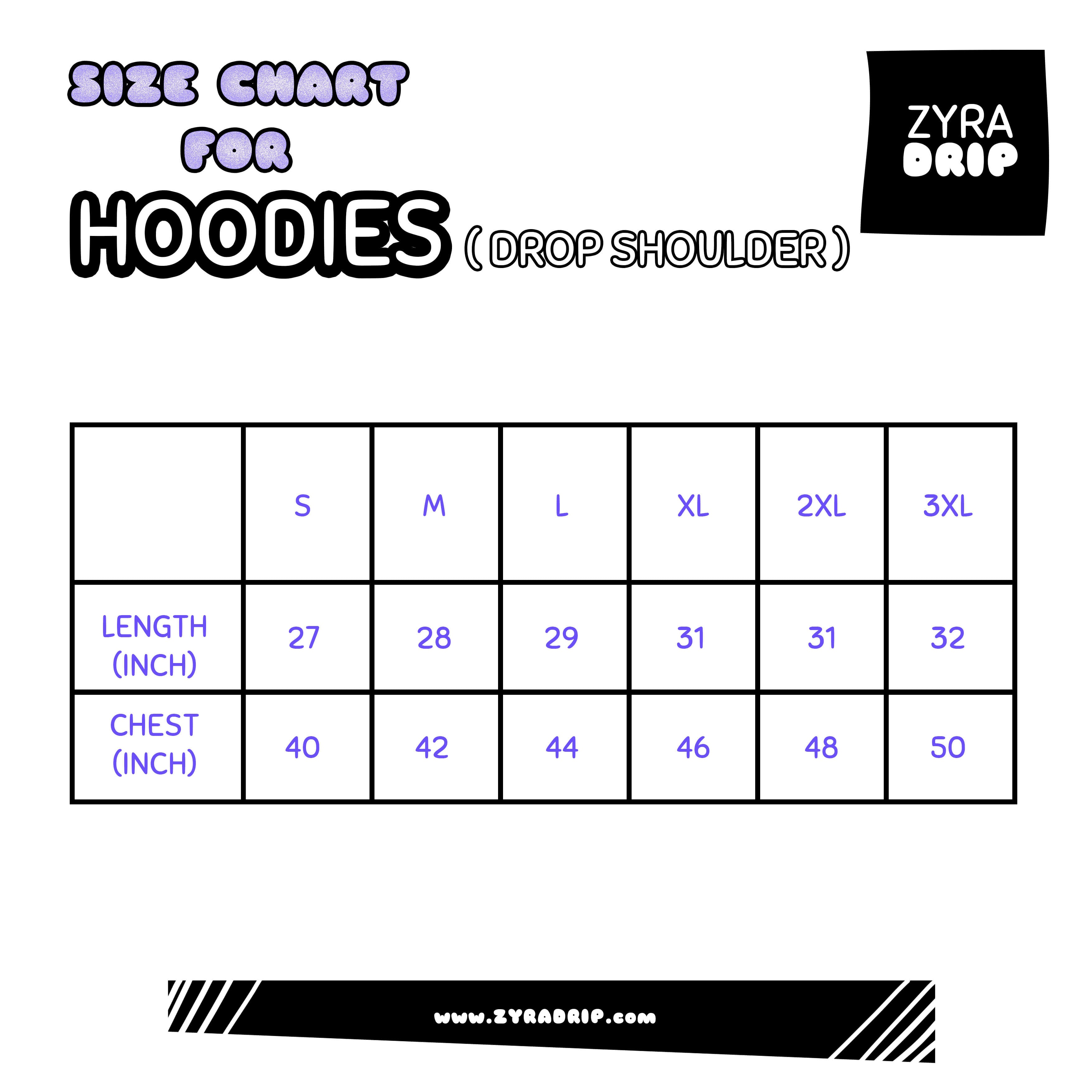Size Chart for fitted baby tees