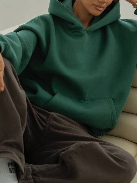 Women's Bottle Green Oversized Hoodie – Drop Shoulder Streetwear