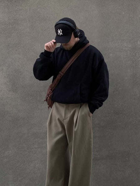 Black Oversized Drop Shoulder Hoodie for Men and Women