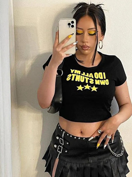 I Do All My Own Stunts Black Baby Tee