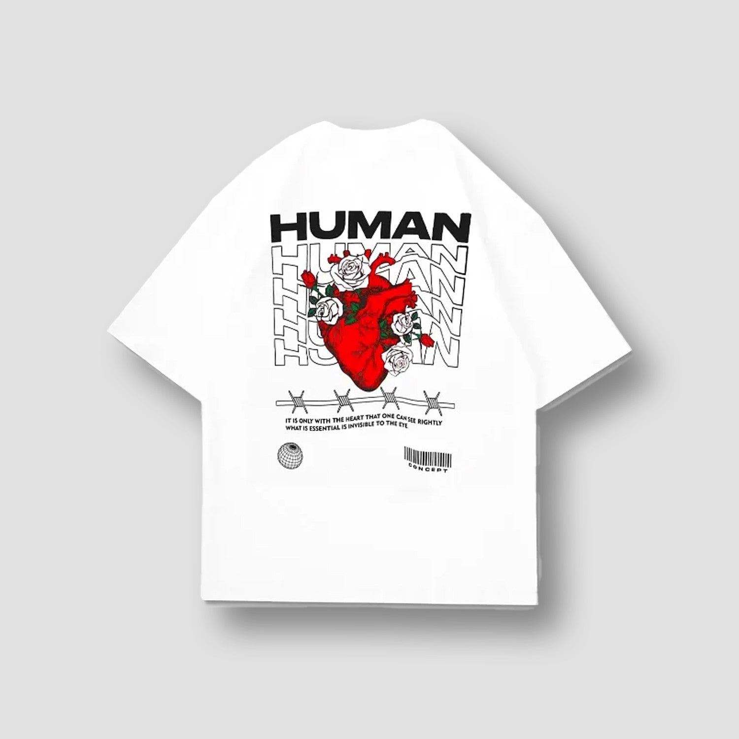 Human Heart White Oversized T-Shirt for Men & Women