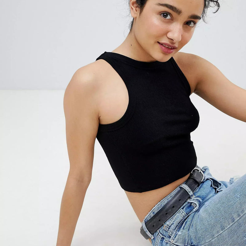 Black Cotton Tank Top