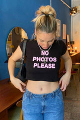 No Photos Please Crop Top