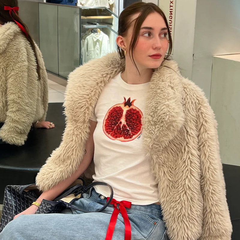 Pomegranate Print Baby Tee for Women