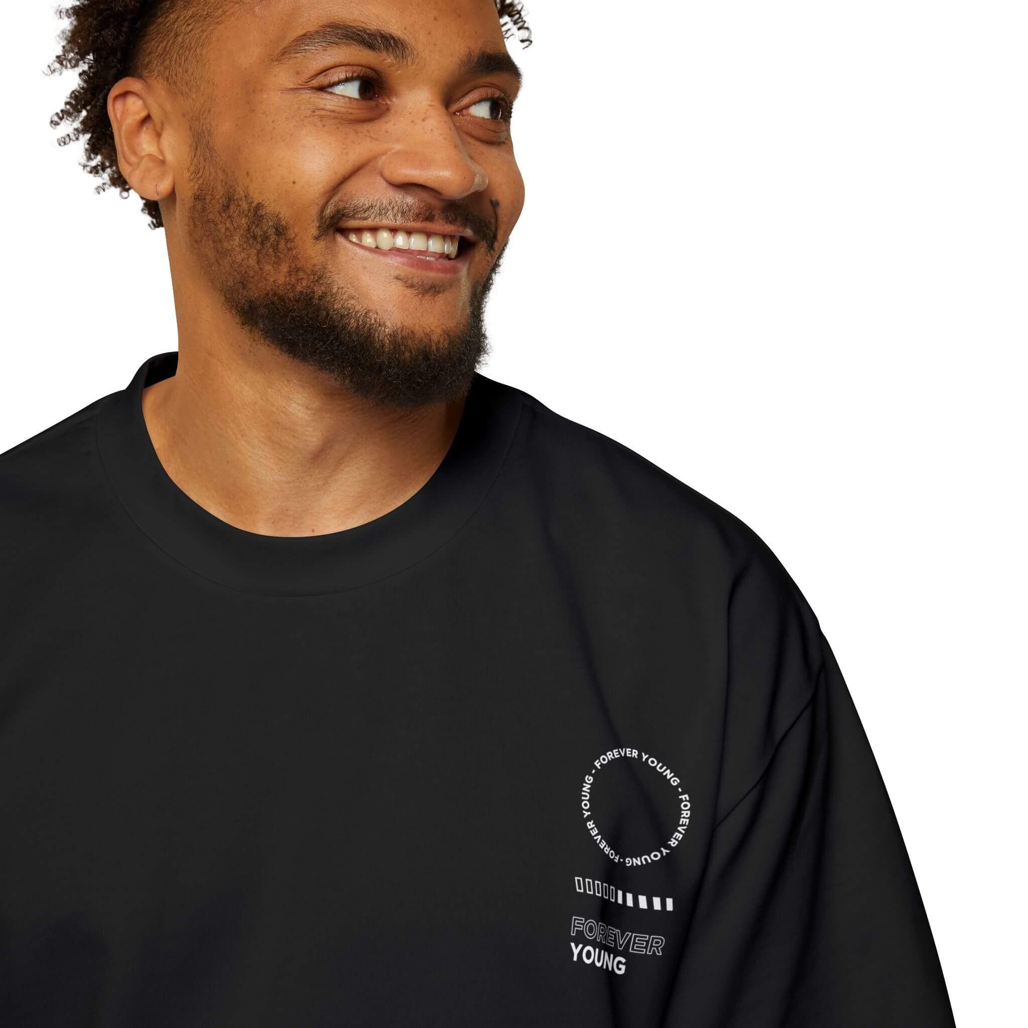 Forever Young Black Oversized Unisex T-Shirt