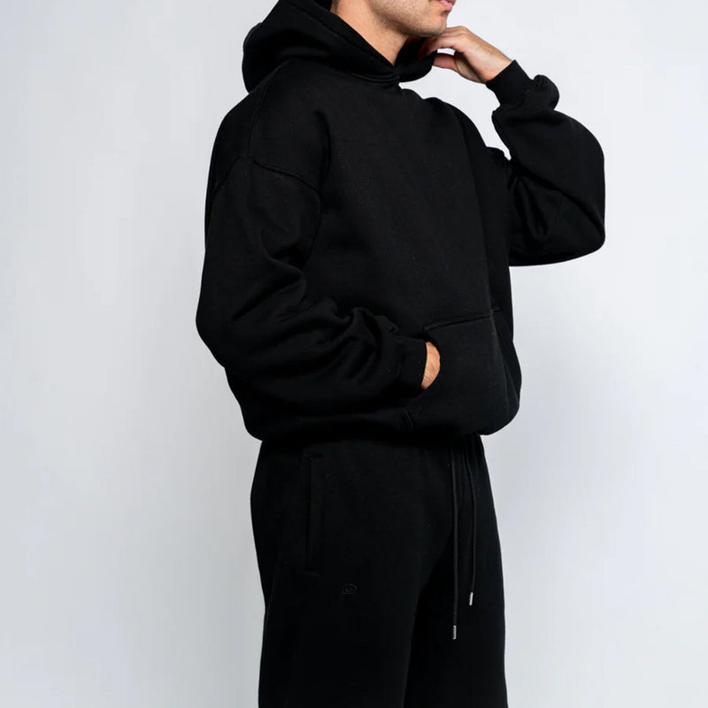 Black Oversized Drop Shoulder Hoodie
