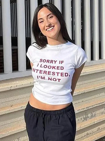 Sorry I Look Interested I'm Not Baby Tee | Crop Top