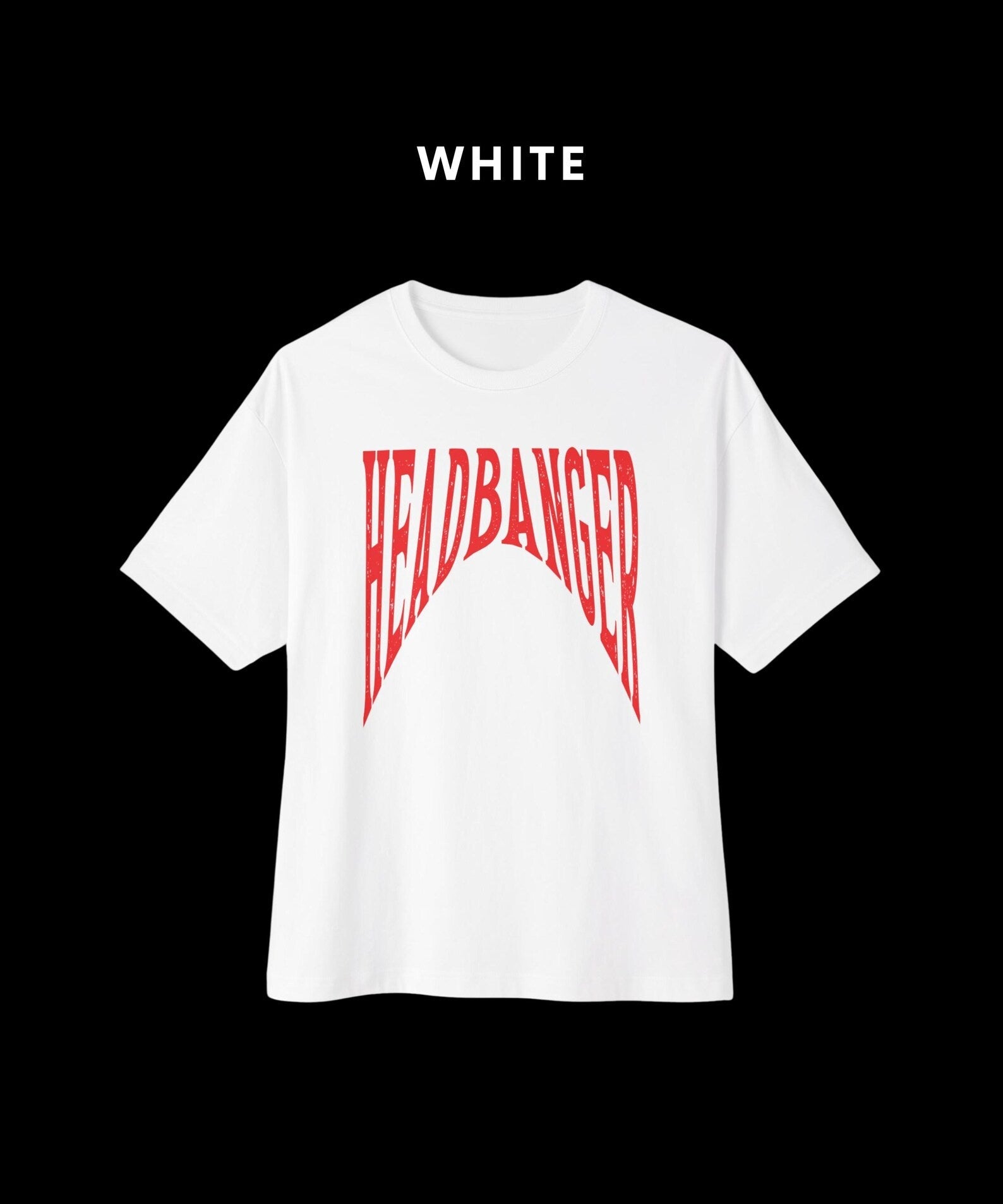 HEADBANGER white Oversized T-Shirt for Men & Women