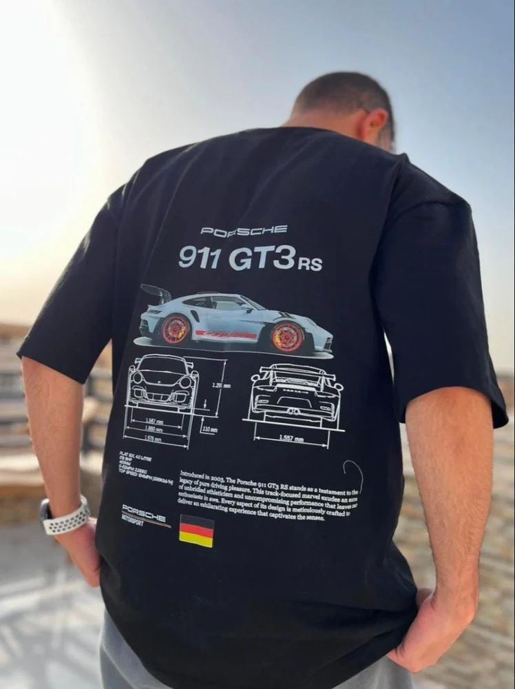 Porsche 911 GT3 RS Oversized Unisex T-Shirt – 180 GSM Premium Cotton | Car Graphic Tee