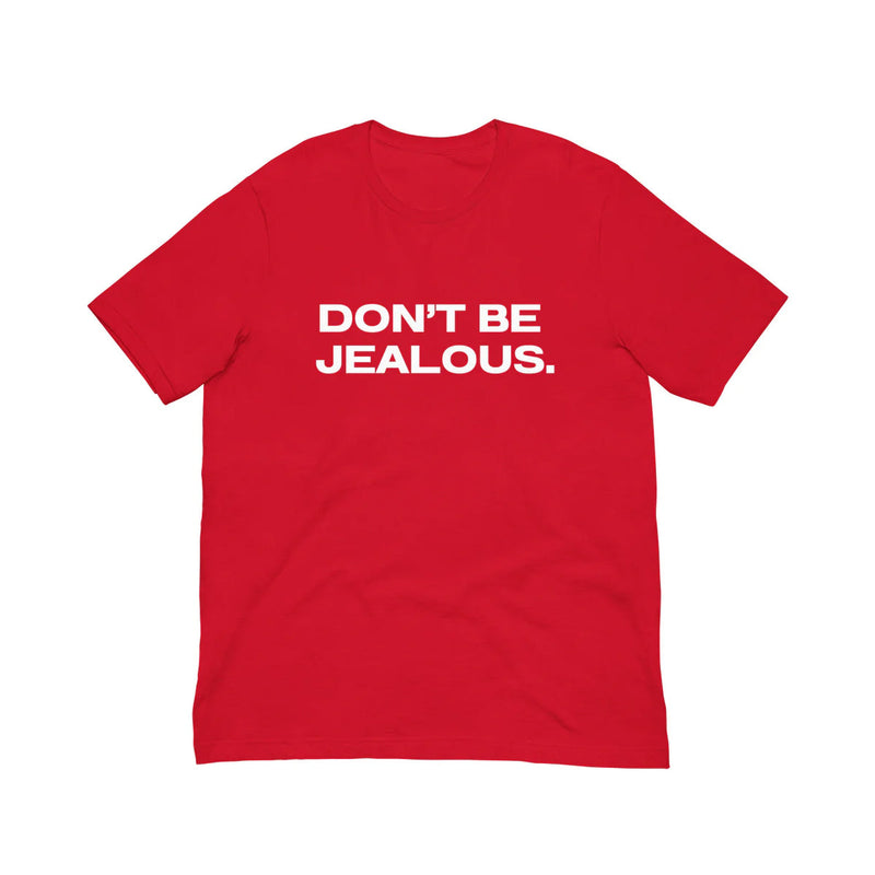 Women’s Oversized Red Graphic Tee – “Don’t Be Jealous” Statement T-Shirt